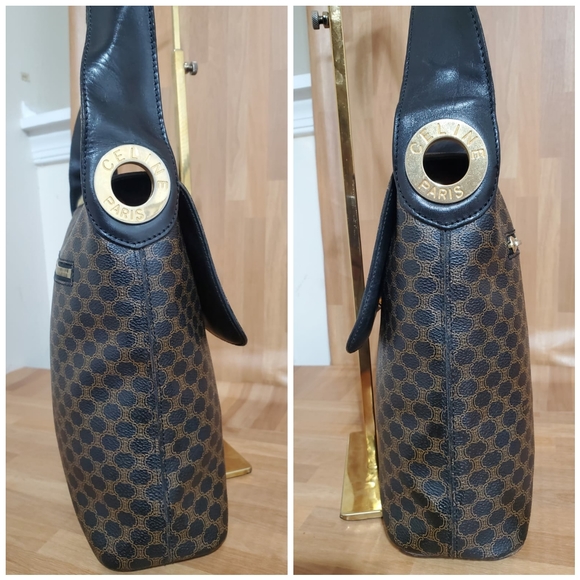 Celine Vintage Flap Shoulder Bag Macadam Coated Canvas Medium - Picture 8 of 12